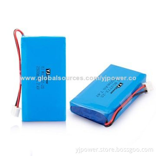 7.4V/2,500mAh Lithium-ion Polymer Battery Pack, 803772-2S, 16*37*72mm Size, 168g
